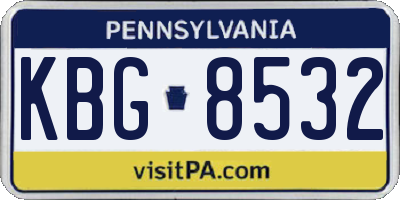 PA license plate KBG8532