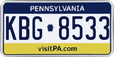 PA license plate KBG8533