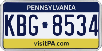PA license plate KBG8534
