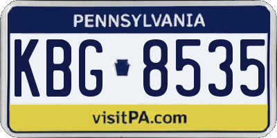 PA license plate KBG8535