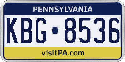 PA license plate KBG8536