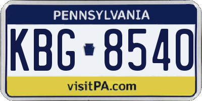 PA license plate KBG8540