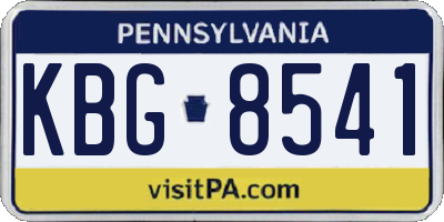 PA license plate KBG8541