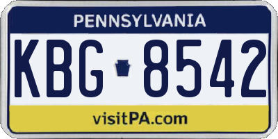 PA license plate KBG8542