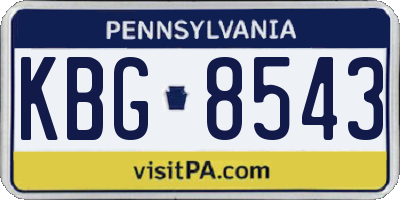 PA license plate KBG8543