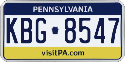 PA license plate KBG8547