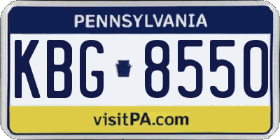 PA license plate KBG8550