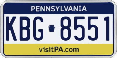 PA license plate KBG8551
