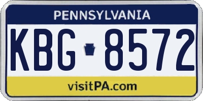 PA license plate KBG8572