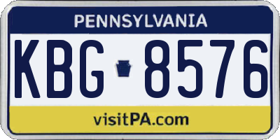 PA license plate KBG8576