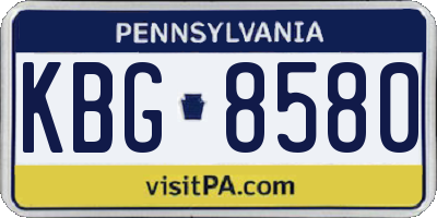 PA license plate KBG8580
