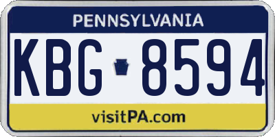 PA license plate KBG8594
