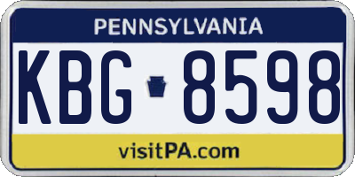 PA license plate KBG8598