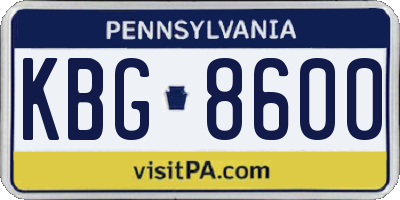 PA license plate KBG8600