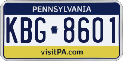 PA license plate KBG8601