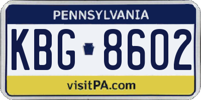 PA license plate KBG8602