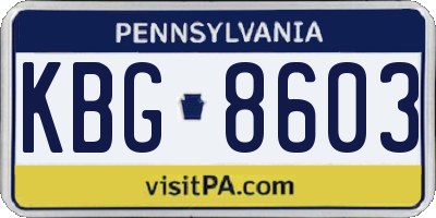 PA license plate KBG8603