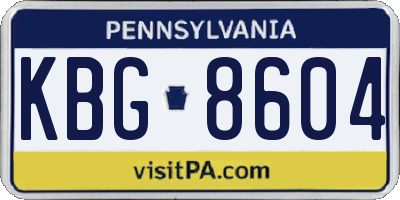 PA license plate KBG8604