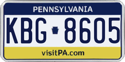 PA license plate KBG8605