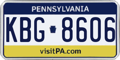 PA license plate KBG8606