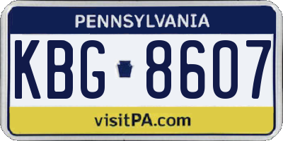 PA license plate KBG8607