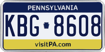 PA license plate KBG8608