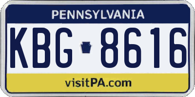 PA license plate KBG8616