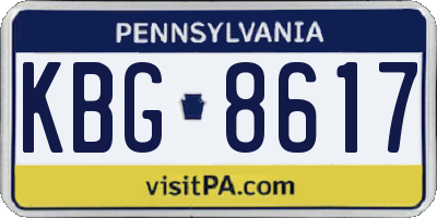 PA license plate KBG8617