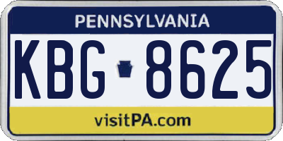 PA license plate KBG8625