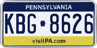 PA license plate KBG8626