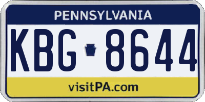 PA license plate KBG8644
