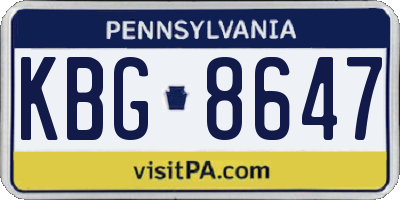 PA license plate KBG8647