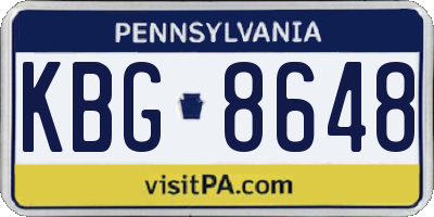 PA license plate KBG8648