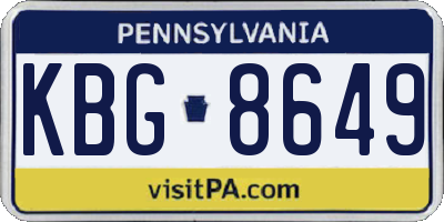 PA license plate KBG8649