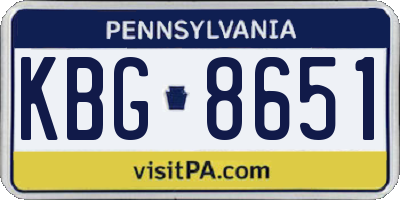 PA license plate KBG8651
