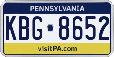 PA license plate KBG8652