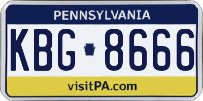 PA license plate KBG8666