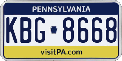 PA license plate KBG8668