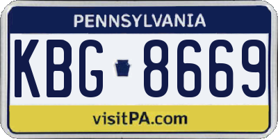 PA license plate KBG8669
