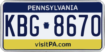 PA license plate KBG8670