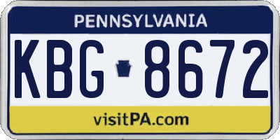 PA license plate KBG8672