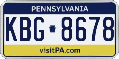 PA license plate KBG8678