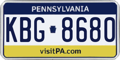 PA license plate KBG8680