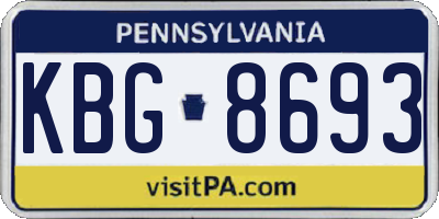 PA license plate KBG8693