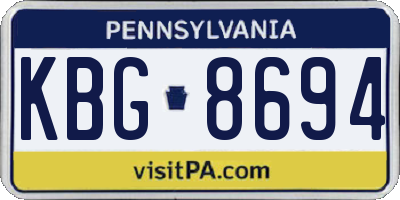 PA license plate KBG8694