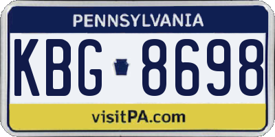 PA license plate KBG8698