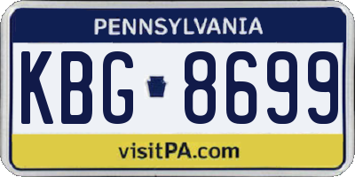 PA license plate KBG8699