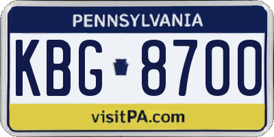 PA license plate KBG8700
