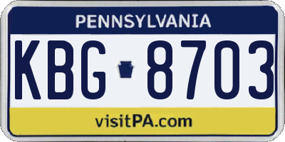 PA license plate KBG8703