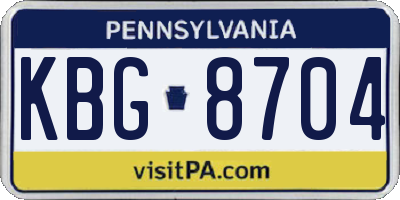 PA license plate KBG8704